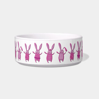 Cute Pink Bunny Rabbits Food Bowl