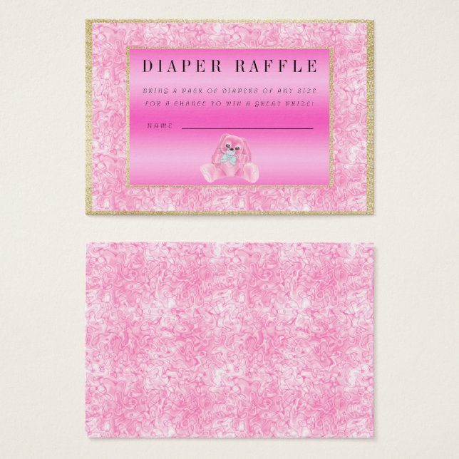 Cute Pink Bunny "Raffle" Baby Shower (Front & Back)