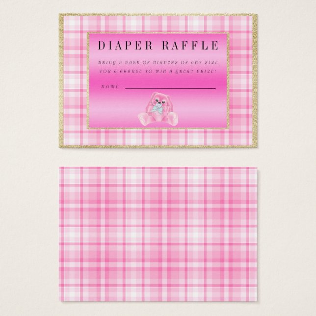 Cute Pink Bunny "Raffle" Baby Shower (Front & Back)