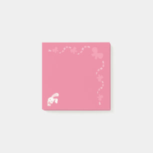Cute Pink Bunny Ribbon Post it Notes Notepad