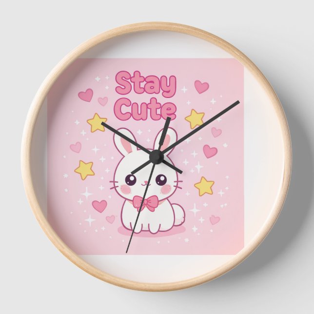 ​Cute Pink Bunny Wall Clock (Front)