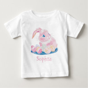 Cute Pink Bunny With Easter Eggs Daughter Girls Baby T-Shirt