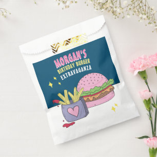 Cute Pink Burger and Fries Birthday Party Favour B Bags