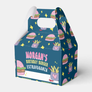 Cute Pink Burger and Fries Birthday Party Favour B Box