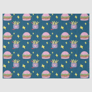 Cute Pink Burger and Fries Pattern Tissue Paper