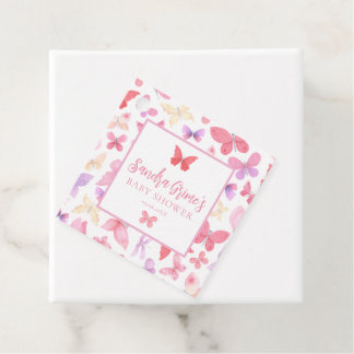 Cute Pink Butterflies Baby Shower Favour Tags