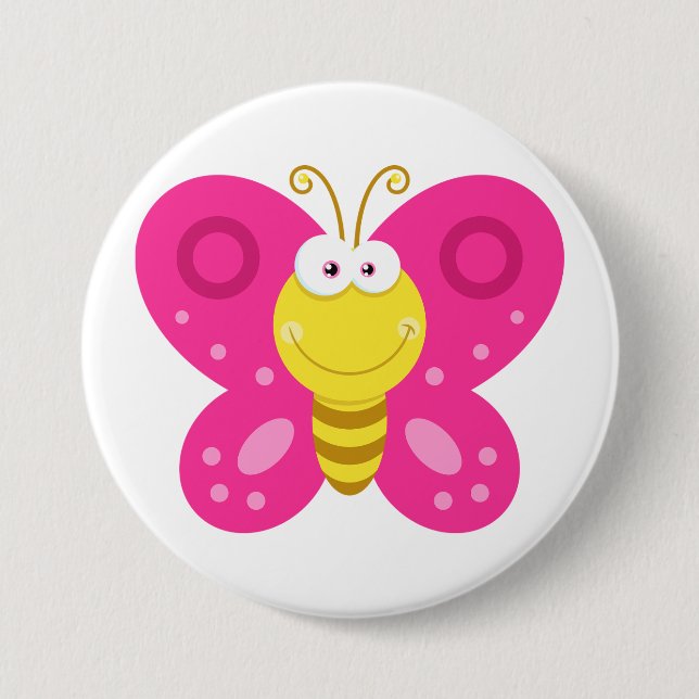 Cute Pink Butterfly 7.5 Cm Round Badge (Front)