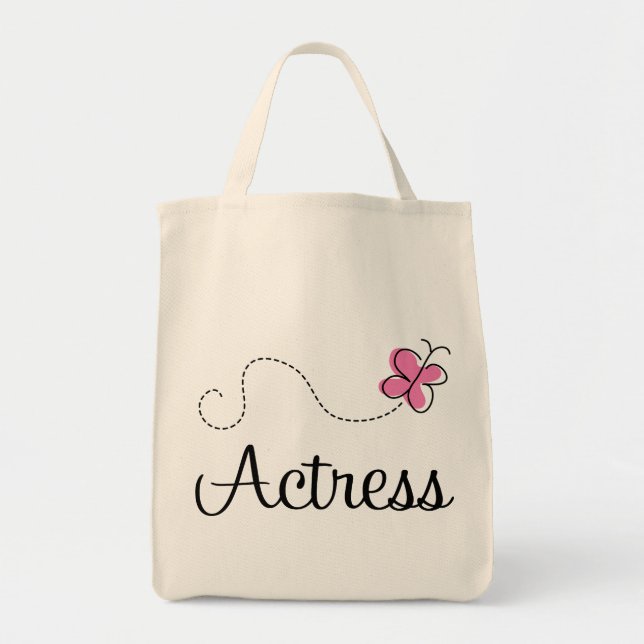 Cute Pink Butterfly Actress Tote Bag (Front)