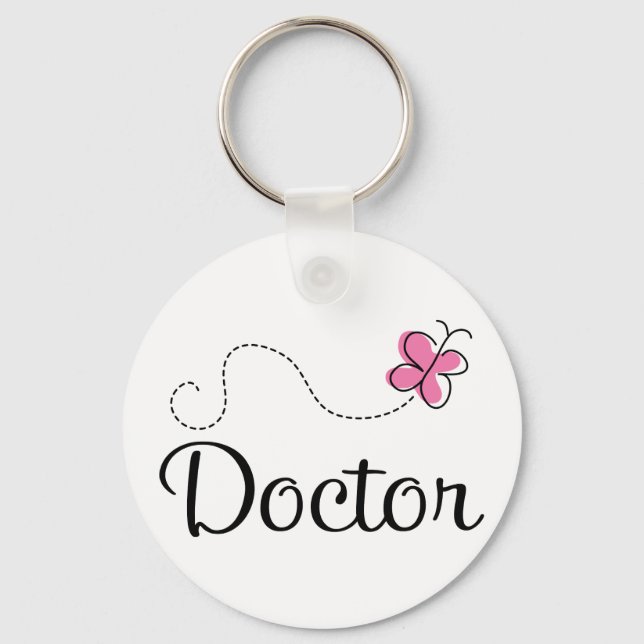 Cute Pink Butterfly Doctor Key Ring (Front)