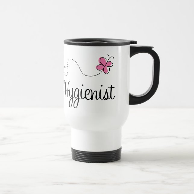 Cute Pink Butterfly Hygienist Travel Mug (Right)