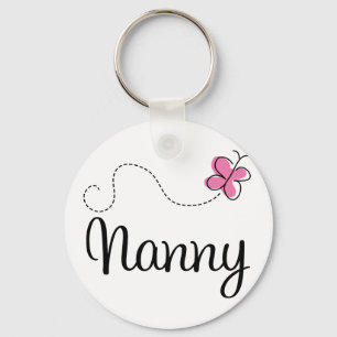 Cute Pink Butterfly Nanny Key Ring
