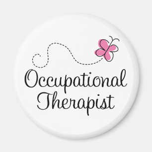 Cute Pink Butterfly Occupational Therapist Magnet