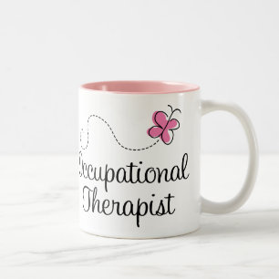 Cute Pink Butterfly Occupational Therapist Two-Tone Coffee Mug