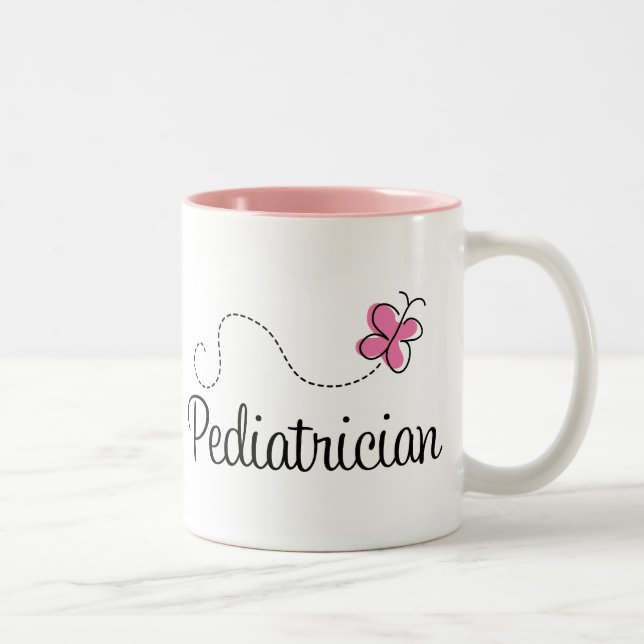 Cute Pink Butterfly Paediatrician Two-Tone Coffee Mug (Right)