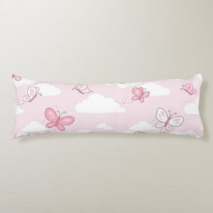 Cute Pink Butterfly Pastel Nursery Body Cushion