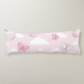 Cute Pink Butterfly Pastel Nursery Body Cushion