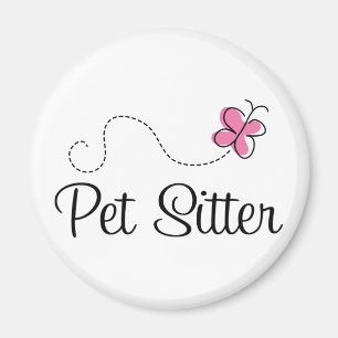 Cute Pink Butterfly Pet Sitter Magnet