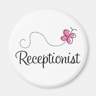 Cute Pink Butterfly Receptionist Magnet