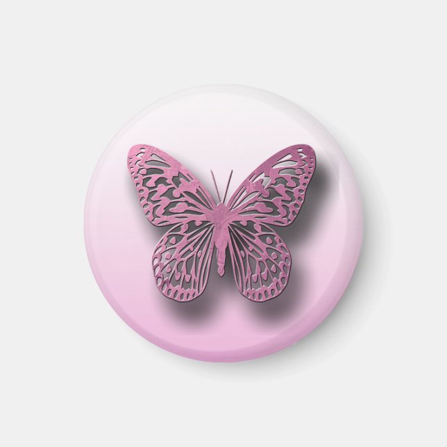 Cute Pink Butterfly Refrigerator locker magnet (Front)
