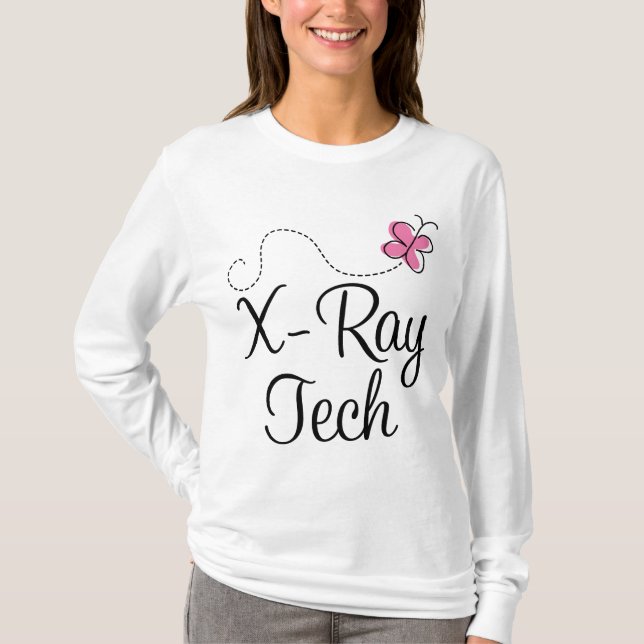 Cute Pink Butterfly X-ray tech T-Shirt (Front)