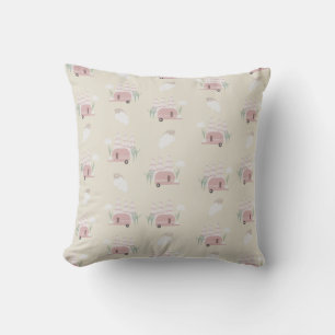 Cute Pink Camper Earthy Pattern Cushion