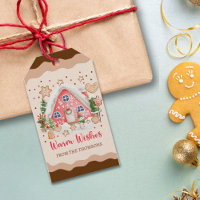 Cute Pink Candy Gingerbread House Merry Christmas