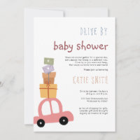 Cute Pink Car with Gifts Drive by Baby Shower