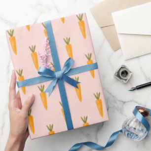 Cute Pink Carrot Bunny  Wrapping Paper