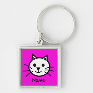 Cute Pink Cartoon Cat Key Ring