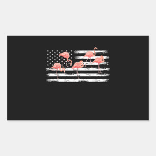 Cute Pink Cartoon Flamingo USA Flag 4th Of July Rectangular Sticker