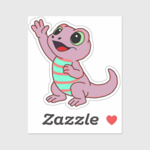 Cute Pink Cartoon Lizard for Water Bottle