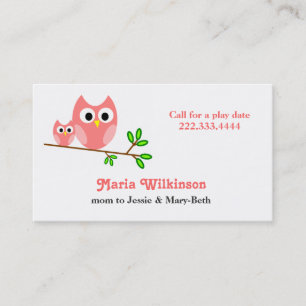 Cute Pink Cartoon Owls Mummy Card