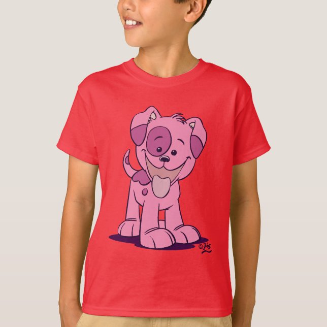 Cute Pink Cartoon Puppy Children T-shirt (Front)
