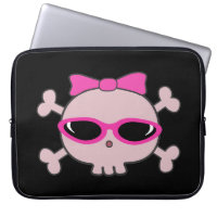 Cute Pink Cartoon Skull with Sunglasses