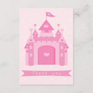 Cute Pink Castle Princess Birthday Party Thank You Card