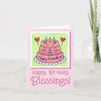 Cute Pink Cat Cake Happy Birthday Blessings