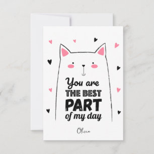 Cute Pink Cat   Happy Valentine's Day Holiday Card