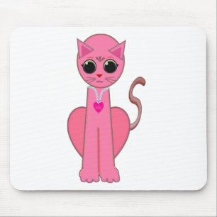 Cute pink cat mouse pad