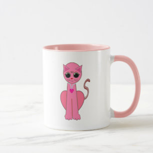 Cute pink cat mug