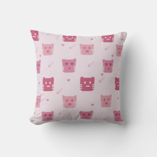 Cute Pink Cat Pattern For Cat Lover Home Decor Cushion