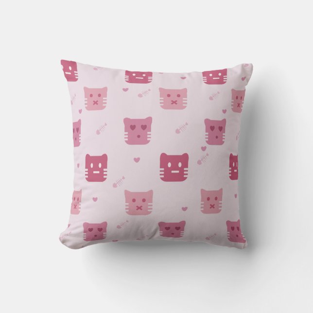 Cute Pink Cat Pattern For Cat Lover Home Decor Cushion (Front)