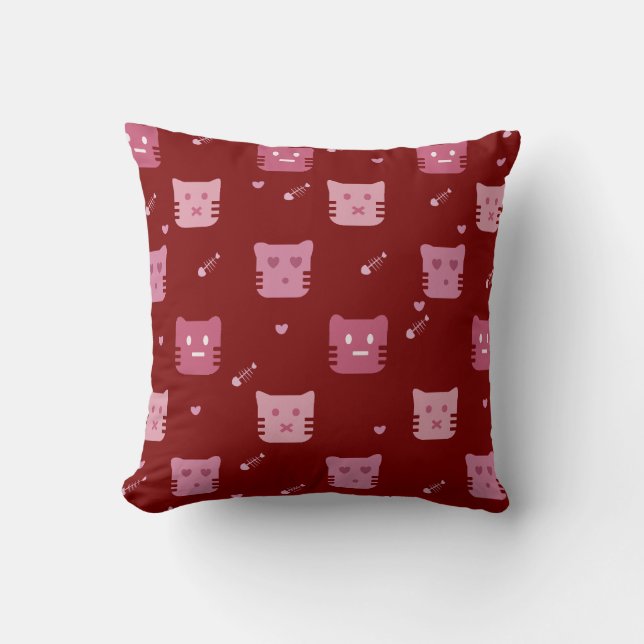 Cute Pink Cat Pattern For Cat Lover Home Decor Cushion (Front)