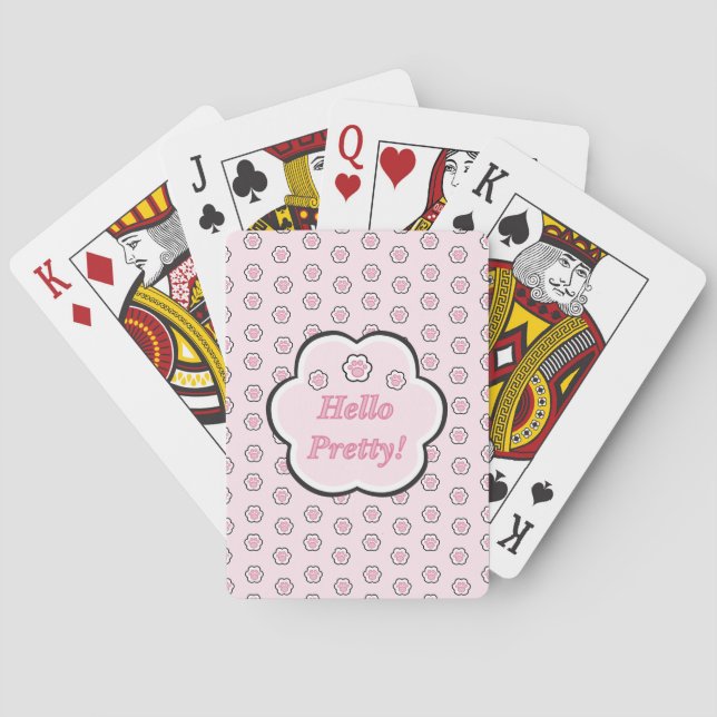 Cute Pink Cat Paw Hello Pretty Playing Cards (Back)
