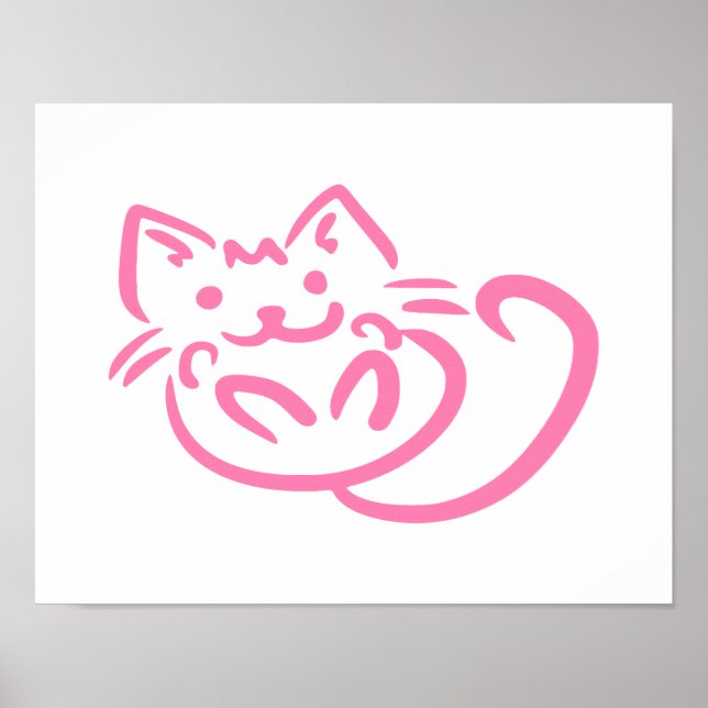 Cute Pink Cat Poster (Front)