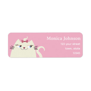 Cute Pink Cat Return Address