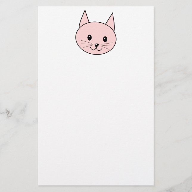 Cute Pink Cat Stationery (Front)