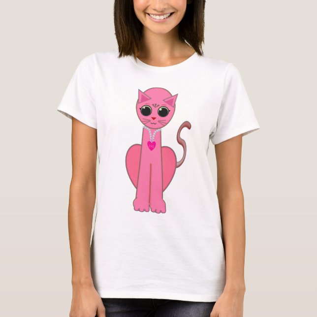 Cute pink cat T-Shirt (Front)