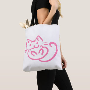 Cute Pink Cat Tote Bag