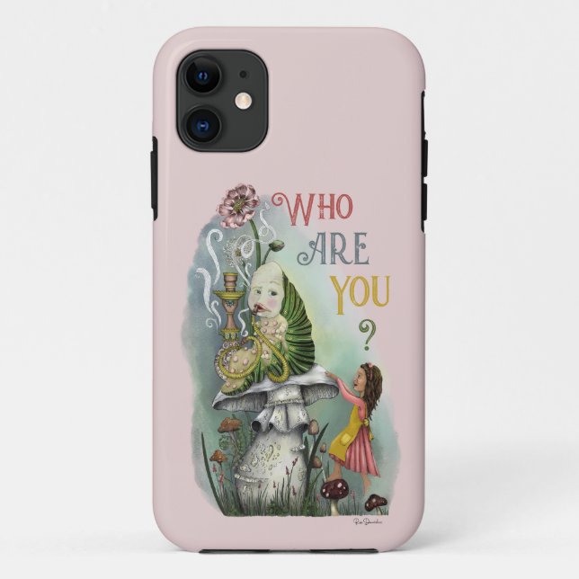 Cute Pink Caterpillar in Alice in Wonderland Art Case-Mate iPhone Case (Back)