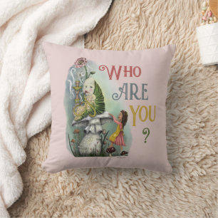 Cute Pink Caterpillar in Alice in Wonderland Art Cushion